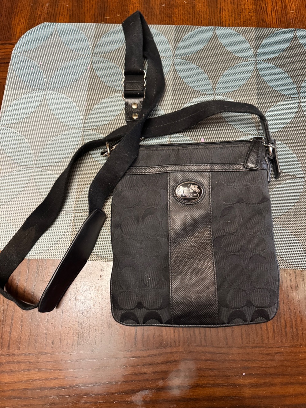 Black Crossbody coach Bag with ‘C’ pattern